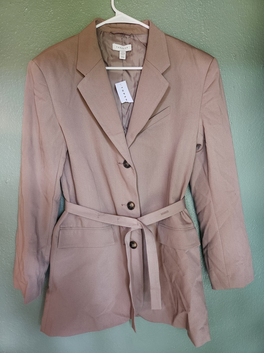 Topshop Dusty Mauve Belted Blazer